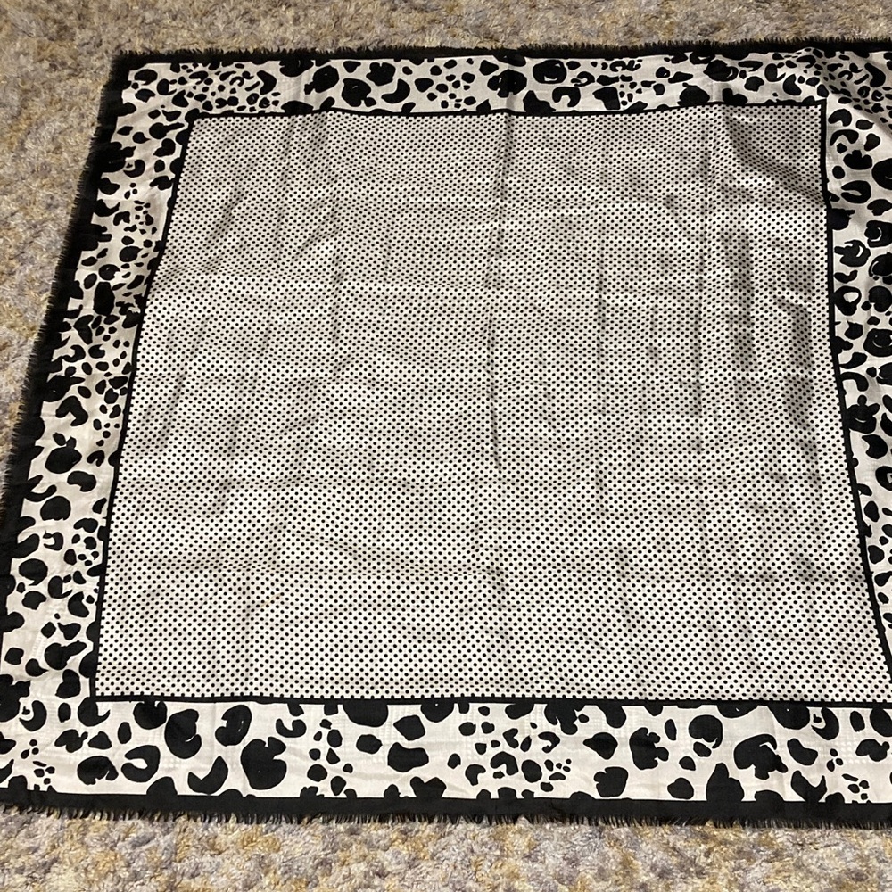 Flora Kung Black and White Animal Print Scarf